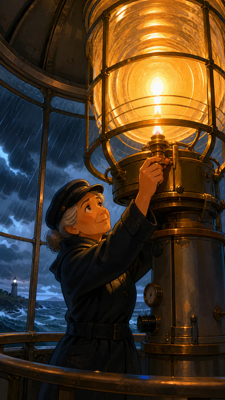 She lights the lamp